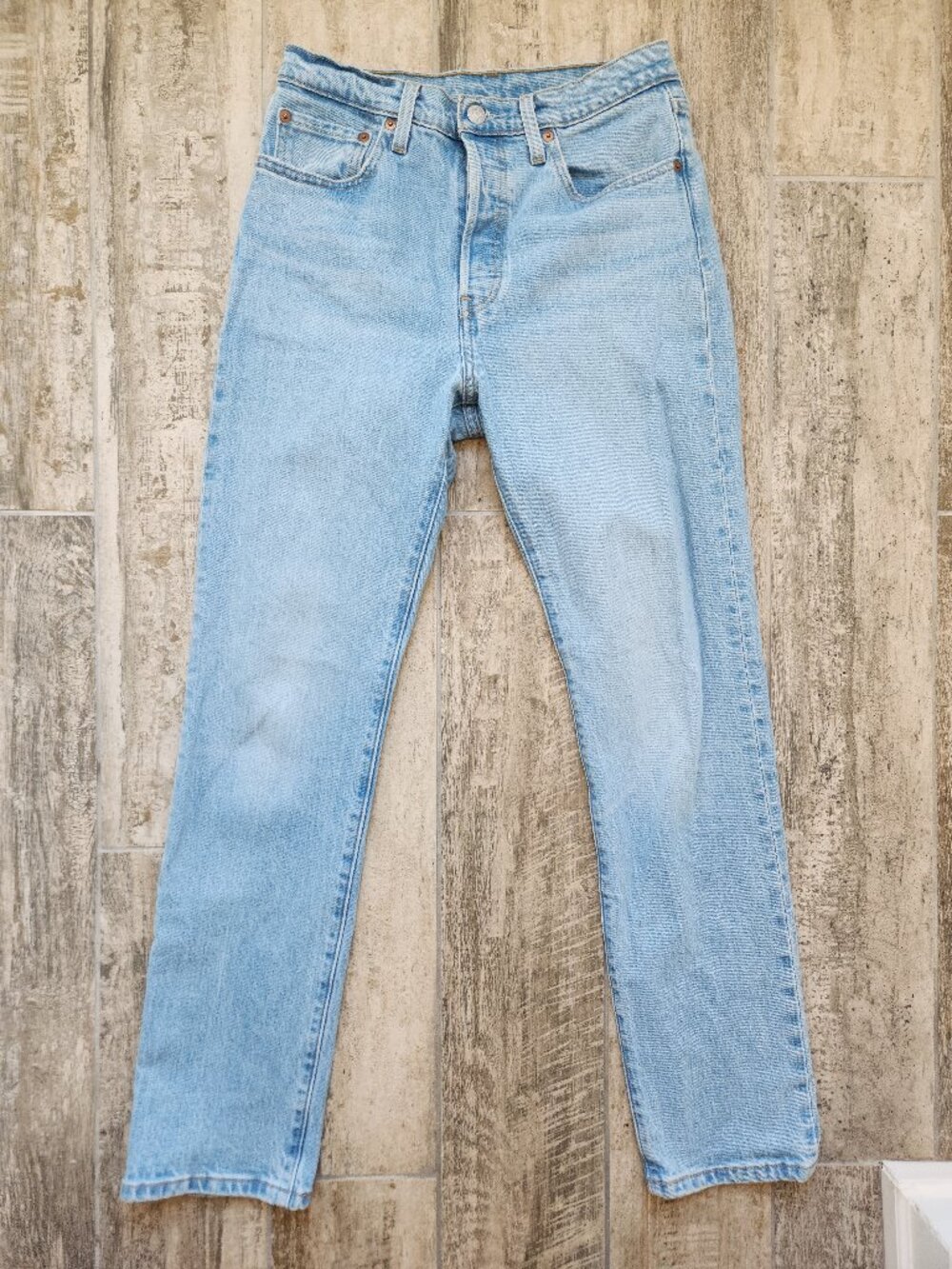 Levi's 501 Women Straight Jeans 27x30 Regular Light Wash Blue Button Fly